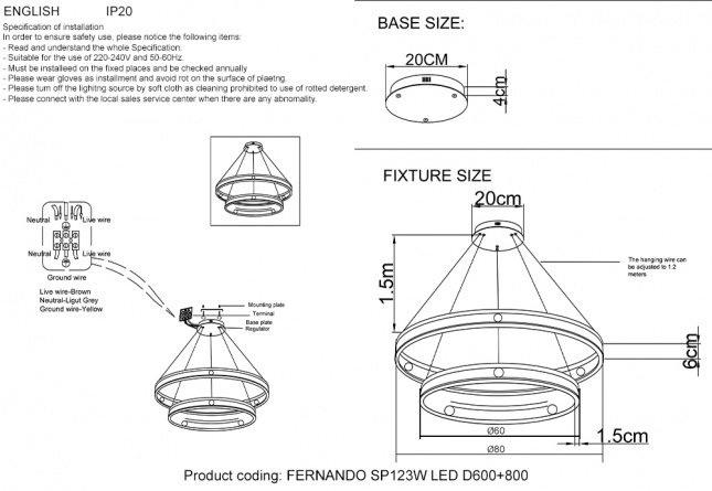 Люстра Crystal Lux FERNANDO SP123W LED D600+800 COFFEE/BLACK фото 4