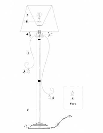 Торшер Simone FR2020-FL-01-CH фото 2